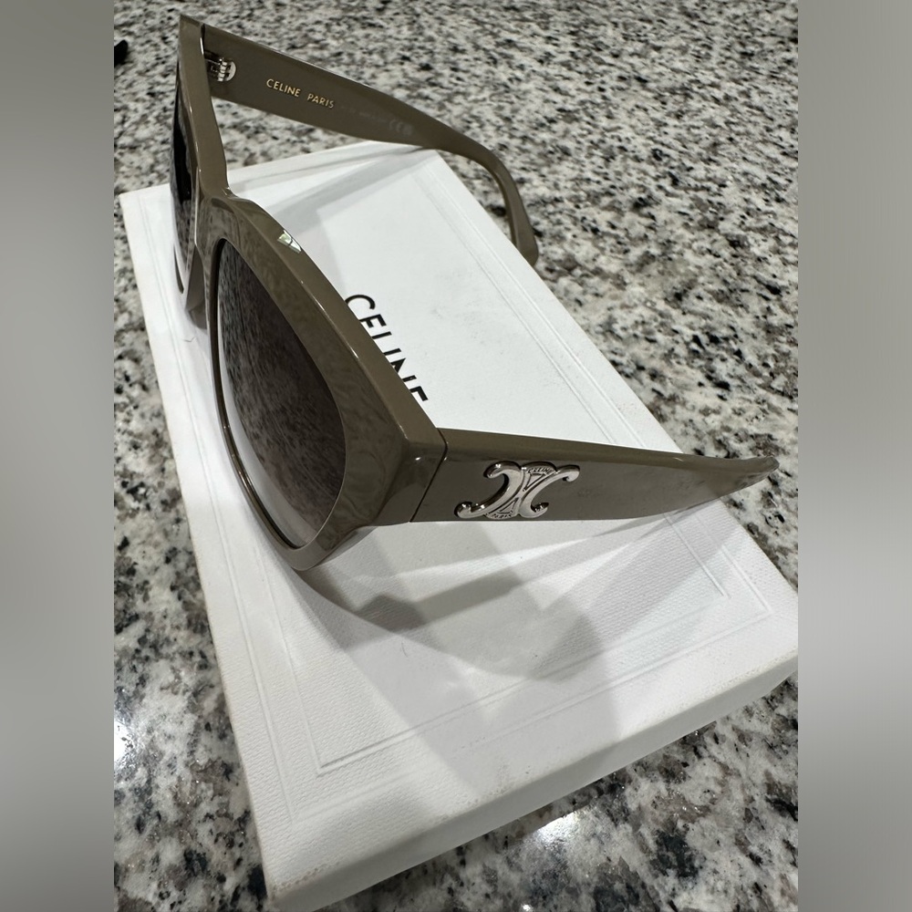 CELINE TRIOMPE ACETATE SQUARE SUNGLASSES BEIGE GRADIENT BROWN - Picture 4 of 14